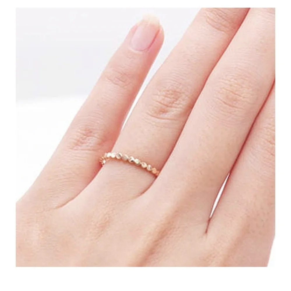 Dainty 14k Gold Beehive Band Ring - Picture 9 of 14